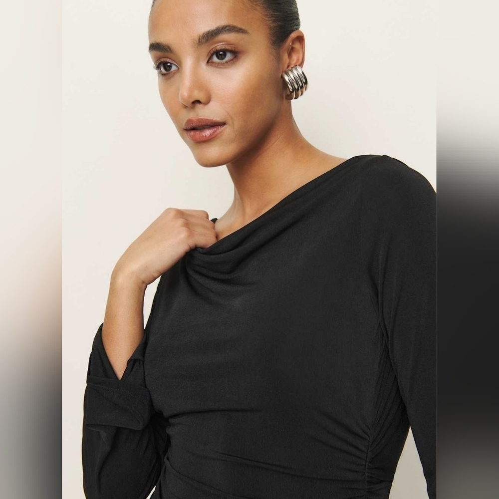 Reformation- Top Women's XL Black Long Sleeve Cowl Neck